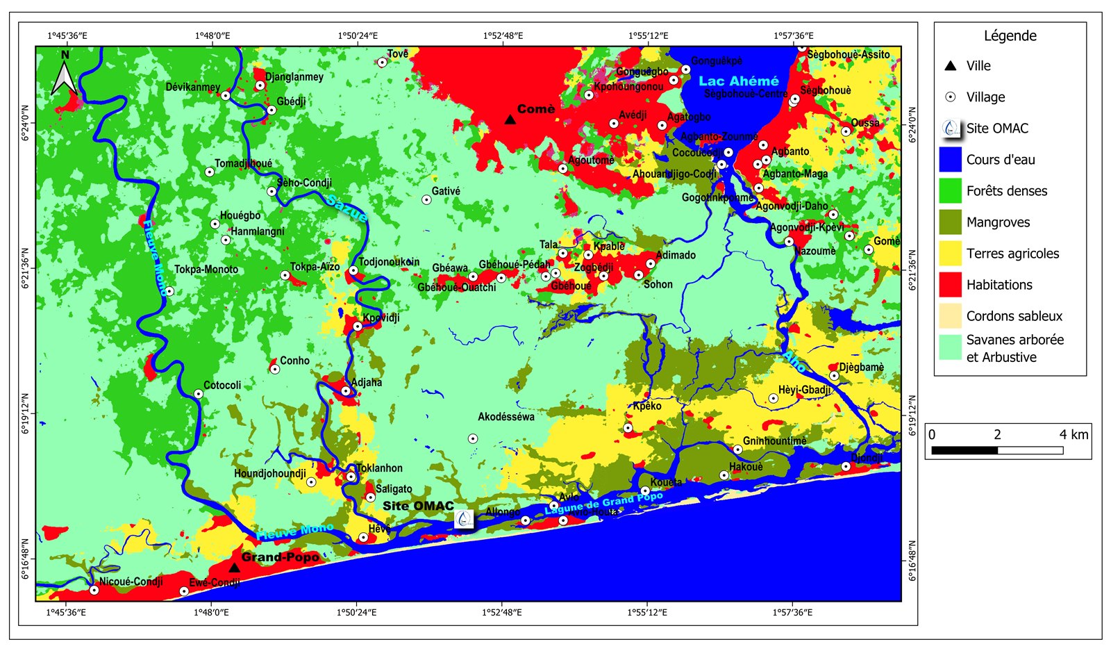 Carte d'occupation du sol de l'observatoire OMAC-Bénin